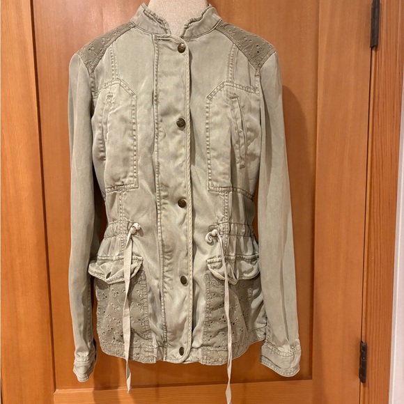 Max Jeans Sage Green Feminine Military Style Utility Jacket - Picture 1 of 14